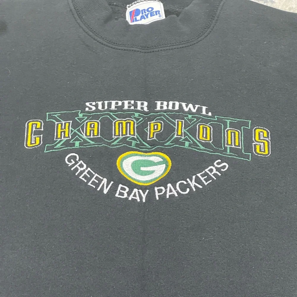 Vtg 90s NFL Green Bay Packers Sweatshirt Super Bowl Champs Youth Pro Player - Picture 2 of 8